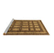 Sideview of Machine Washable Checkered Brown Modern Rug, wshabs203brn