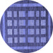 Round Machine Washable Checkered Blue Modern Rug, wshabs203blu