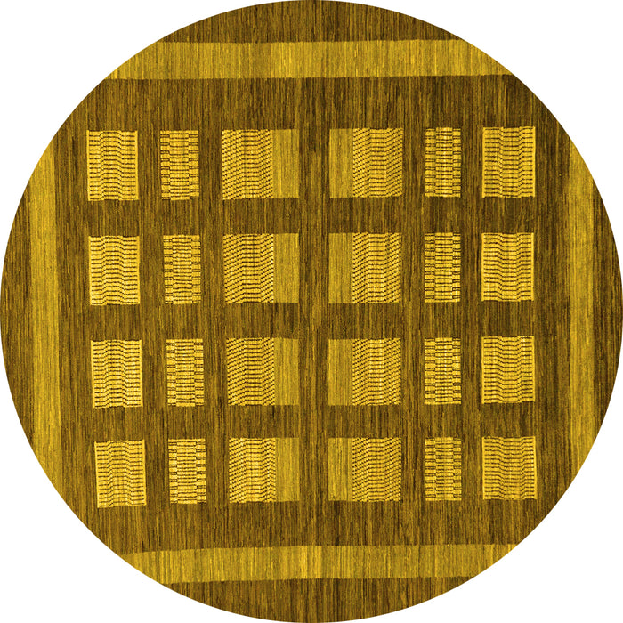 Round Checkered Yellow Modern Rug, abs203yw
