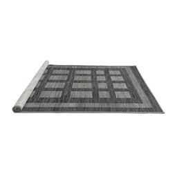 Sideview of Machine Washable Checkered Gray Modern Rug, wshabs203gry