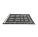 Sideview of Machine Washable Checkered Gray Modern Rug, wshabs203gry