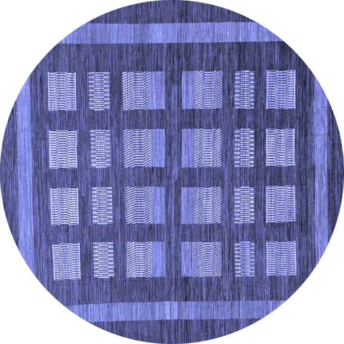 Round Checkered Blue Modern Rug, abs203blu