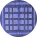 Round Checkered Blue Modern Rug, abs203blu