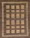 Abstract Orange Brown Checkered Rug, abs203