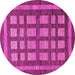 Round Machine Washable Checkered Pink Modern Rug, wshabs203pnk