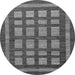 Round Machine Washable Checkered Gray Modern Rug, wshabs203gry