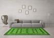 Machine Washable Checkered Green Modern Area Rugs in a Living Room,, wshabs203grn