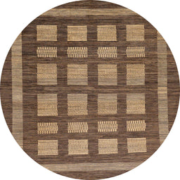 Round Machine Washable Abstract Orange Brown Rug, wshabs203