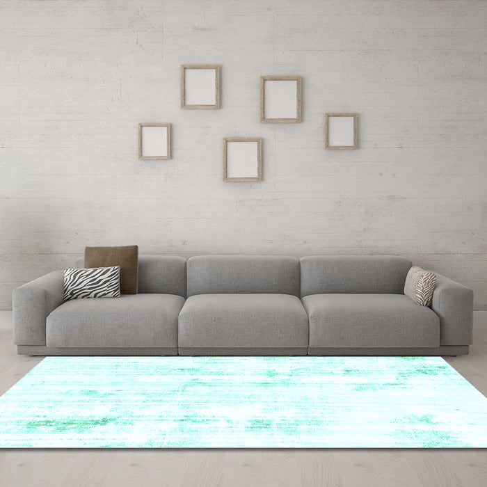 Machine Washable Solid Turquoise Modern Area Rugs in a Living Room,, wshabs2040turq