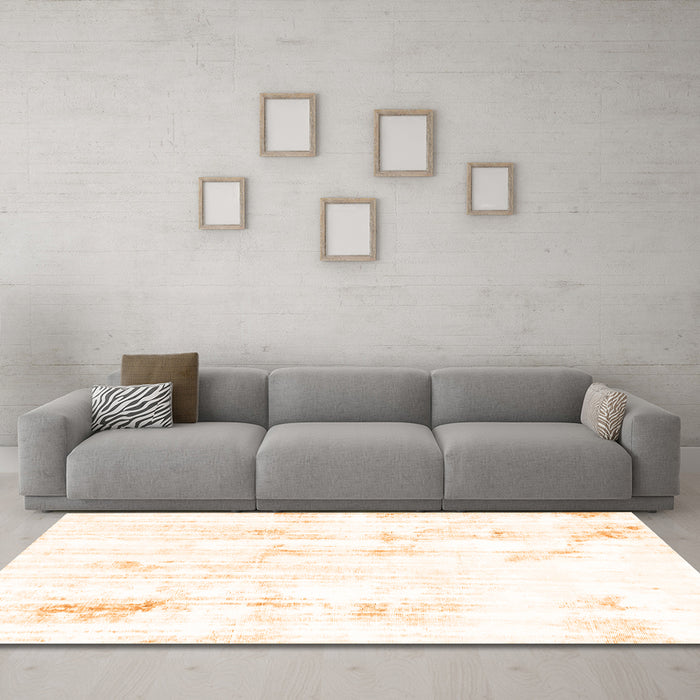 Machine Washable Solid Orange Modern Area Rugs in a Living Room, wshabs2040org