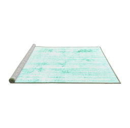 Sideview of Machine Washable Solid Turquoise Modern Area Rugs, wshabs2040turq