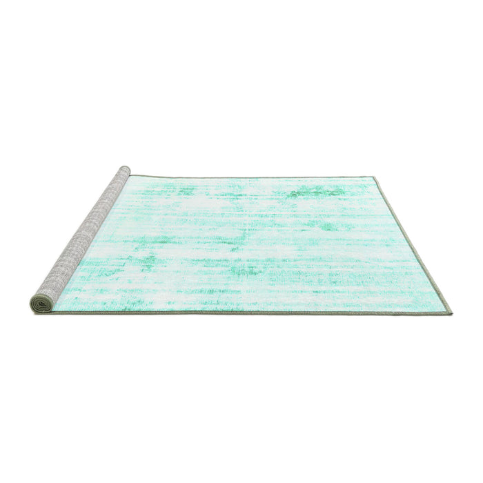 Sideview of Machine Washable Solid Turquoise Modern Area Rugs, wshabs2040turq