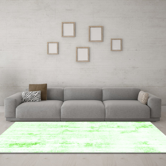 Machine Washable Solid Green Modern Area Rugs in a Living Room,, wshabs2040grn