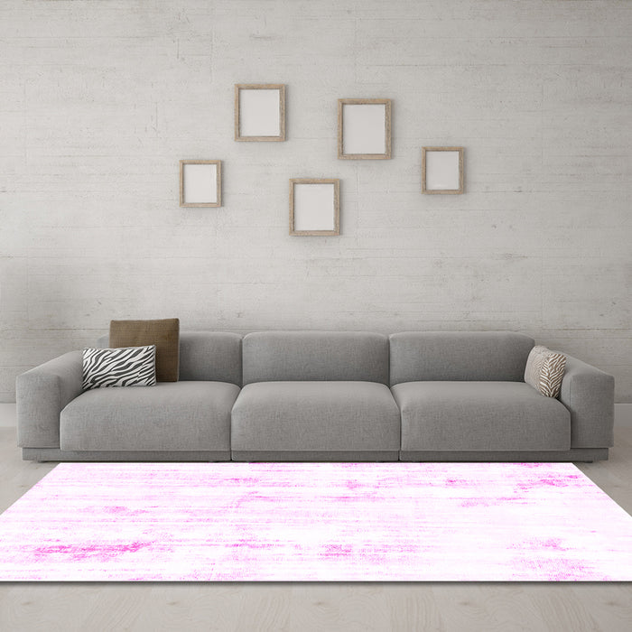 Machine Washable Solid Pink Modern Rug in a Living Room, wshabs2040pnk