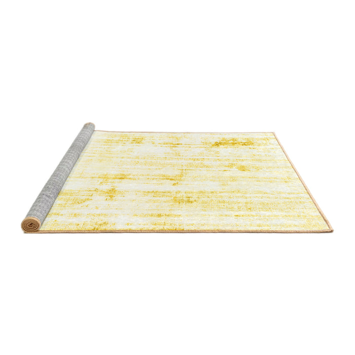 Sideview of Machine Washable Solid Yellow Modern Rug, wshabs2040yw