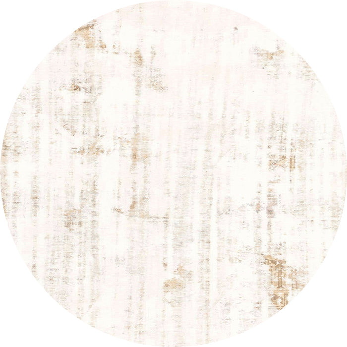 Round Machine Washable Abstract FloralWhite Beige Rug, wshabs2040