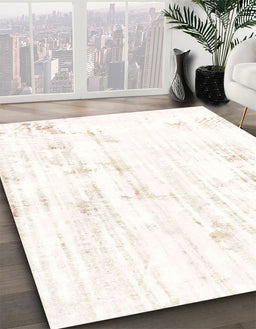 Machine Washable Abstract FloralWhite Beige Rug in a Family Room, wshabs2040