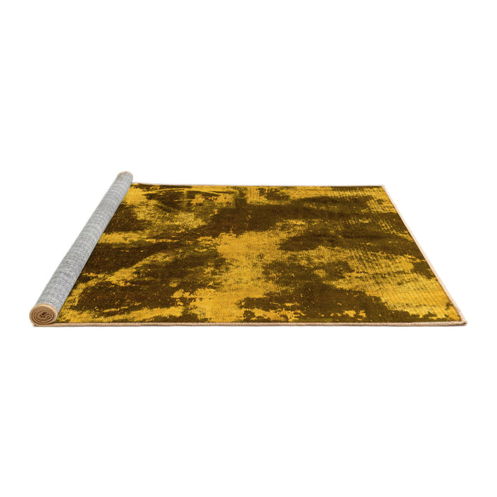 Sideview of Machine Washable Abstract Yellow Modern Rug, wshabs2041yw