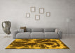 Machine Washable Abstract Yellow Modern Rug in a Living Room, wshabs2041yw