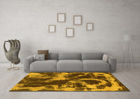 Machine Washable Abstract Yellow Modern Rug, wshabs2041yw