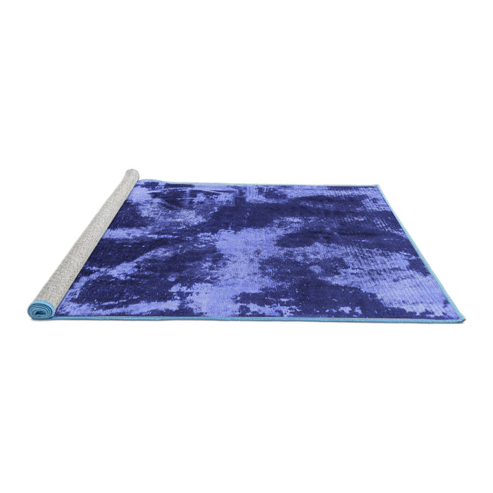 Sideview of Machine Washable Abstract Blue Modern Rug, wshabs2041blu
