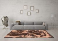 Machine Washable Abstract Brown Modern Rug, wshabs2041brn