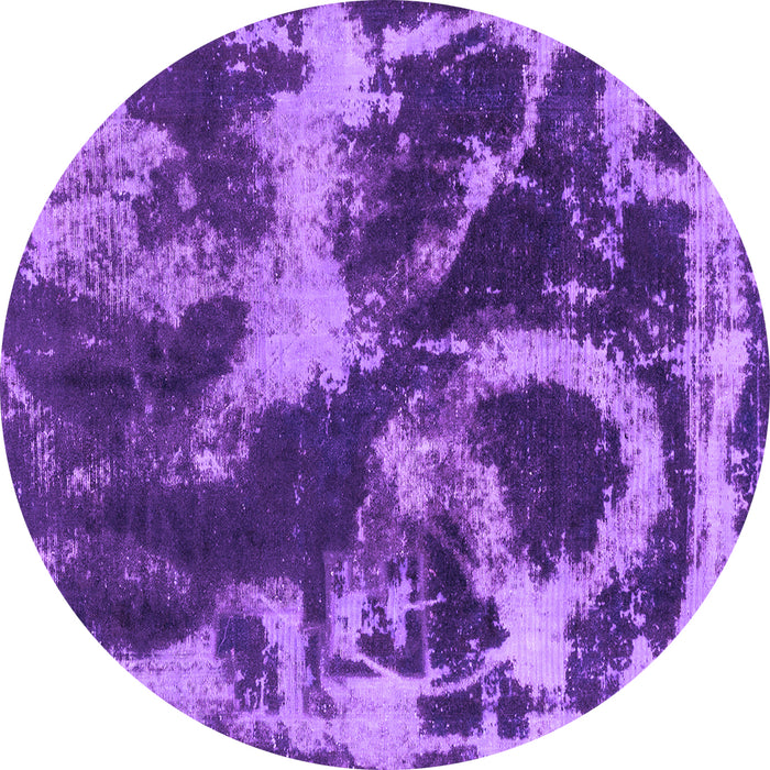 Round Abstract Purple Modern Rug, abs2041pur