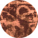 Round Abstract Orange Modern Rug, abs2041org