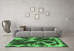 Machine Washable Abstract Emerald Green Modern Area Rugs in a Living Room,, wshabs2041emgrn