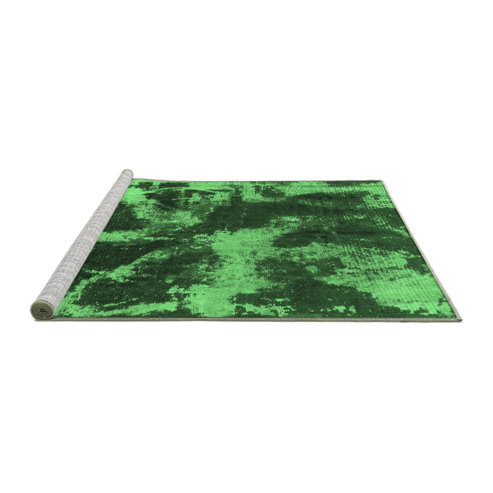 Sideview of Machine Washable Abstract Emerald Green Modern Area Rugs, wshabs2041emgrn