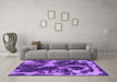 Machine Washable Abstract Purple Modern Area Rugs in a Living Room, wshabs2041pur