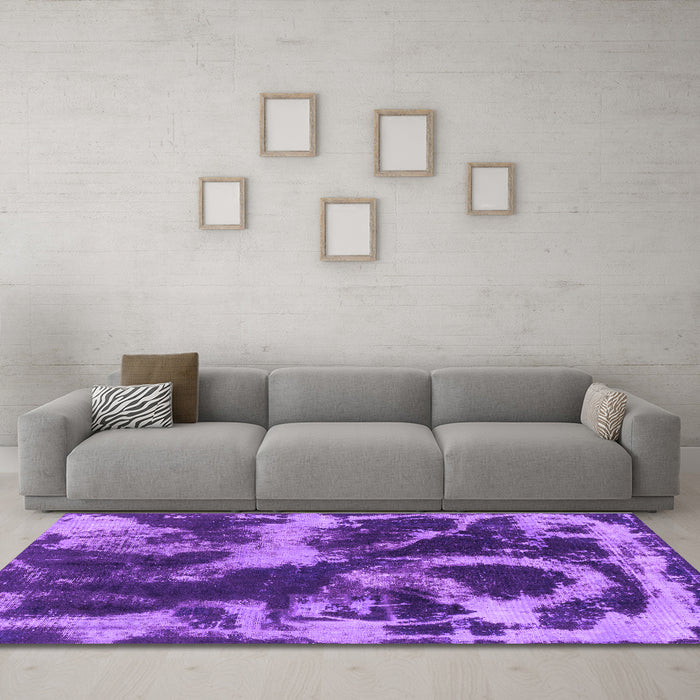Machine Washable Abstract Purple Modern Area Rugs in a Living Room, wshabs2041pur
