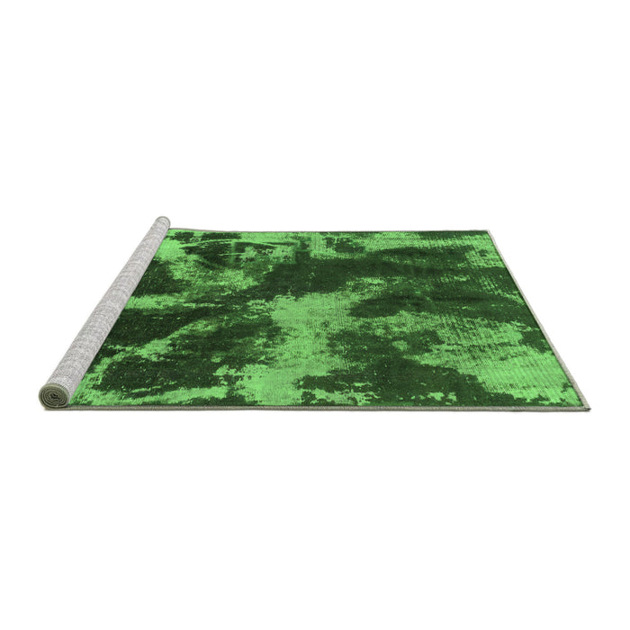 Sideview of Machine Washable Abstract Green Modern Area Rugs, wshabs2041grn