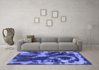 Machine Washable Abstract Blue Modern Rug, wshabs2041blu