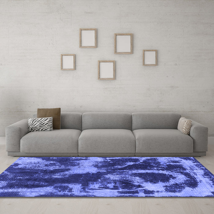 Machine Washable Abstract Blue Modern Rug in a Living Room, wshabs2041blu
