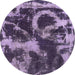 Round Abstract Purple Modern Rug, abs2041