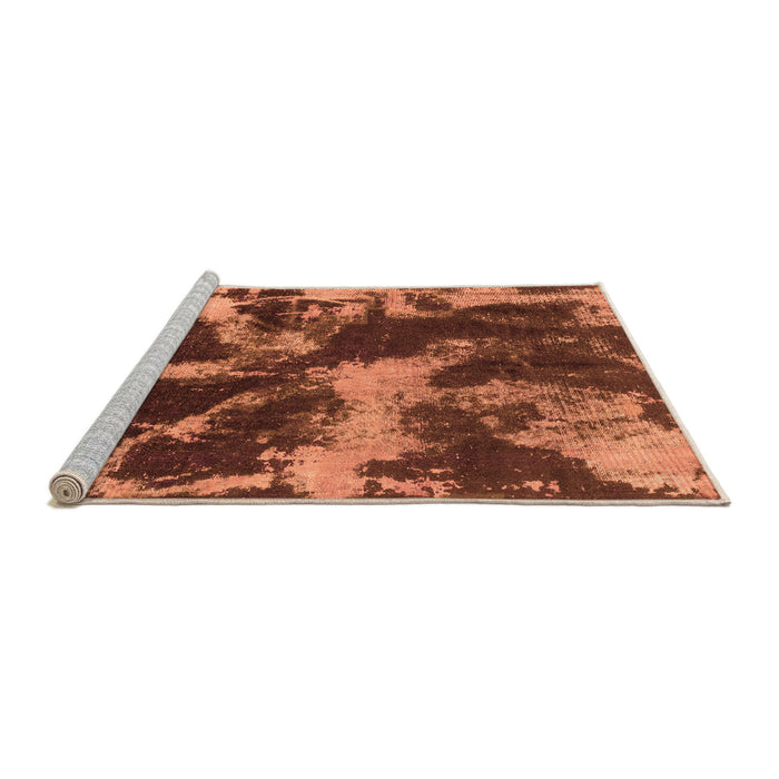 Sideview of Machine Washable Abstract Orange Modern Area Rugs, wshabs2041org