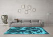 Machine Washable Abstract Turquoise Modern Area Rugs in a Living Room,, wshabs2041turq