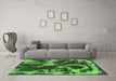 Machine Washable Abstract Green Modern Area Rugs in a Living Room,, wshabs2041grn