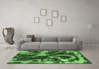 Machine Washable Abstract Green Modern Rug, wshabs2041grn