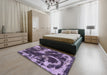 Machine Washable Abstract Purple Haze Purple Rug in a Bedroom, wshabs2041