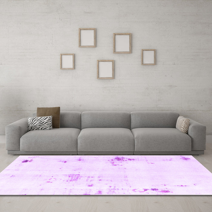 Machine Washable Solid Purple Modern Area Rugs in a Living Room, wshabs2042pur