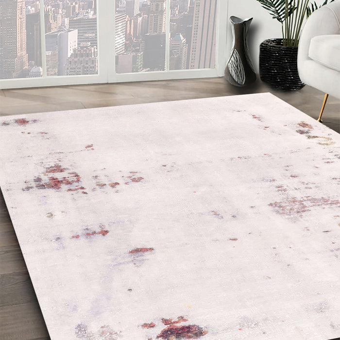 Machine Washable Abstract Light Rose Pink Rug in a Family Room, wshabs2042