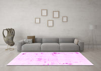 Machine Washable Solid Pink Modern Rug, wshabs2042pnk