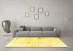 Machine Washable Solid Yellow Modern Rug in a Living Room, wshabs2042yw