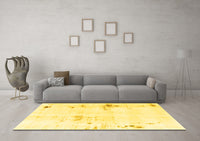 Machine Washable Solid Yellow Modern Rug, wshabs2042yw