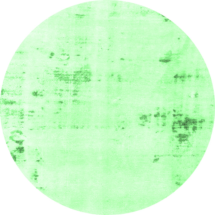 Round Machine Washable Solid Emerald Green Modern Area Rugs, wshabs2042emgrn