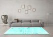 Machine Washable Solid Turquoise Modern Area Rugs in a Living Room,, wshabs2042turq