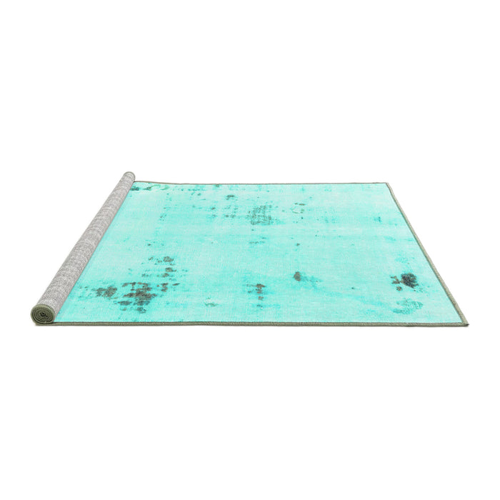 Sideview of Machine Washable Solid Turquoise Modern Area Rugs, wshabs2042turq
