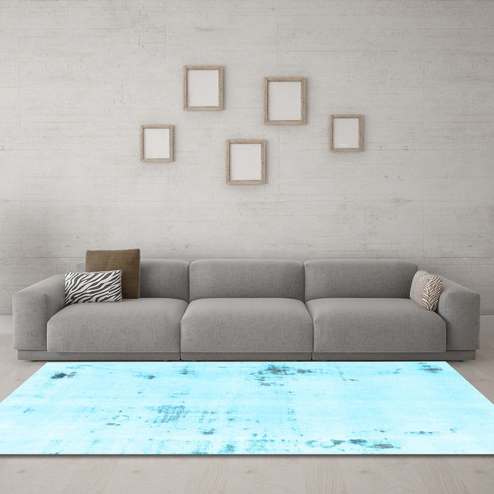 Machine Washable Solid Light Blue Modern Rug in a Living Room, wshabs2042lblu